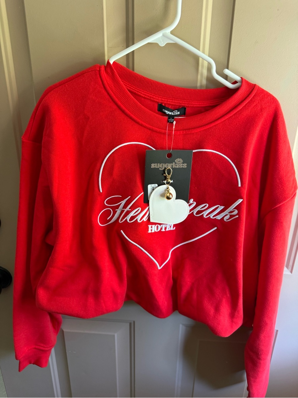 Sugar Kiss Red 'Heartbreak Hotel' Graphic Crewneck Sweatshirt
